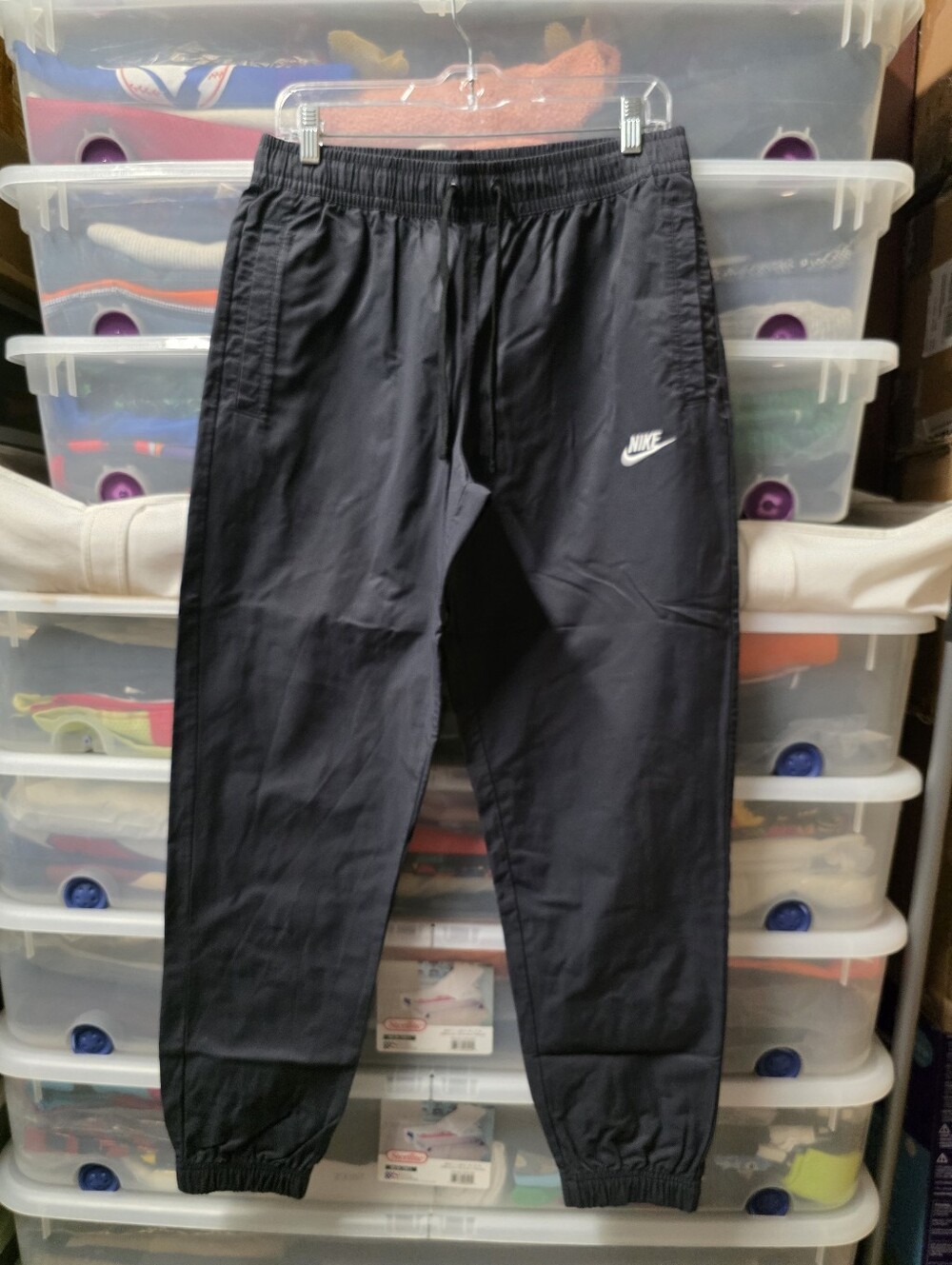 Nike Men's Black Jogger Pants Drawstring Elastic Waist Pockets Sz M